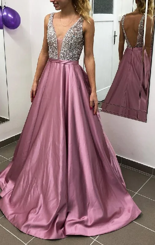 Backless Sexy Long Prom Dress With Beading Custom-made School Dance Dress Fashion Wedding Party Dress,DS4250