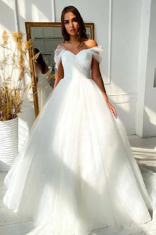 Ball Gown Off-the-shoulder Wedding Dress Tulle Bridal Dress,DS2672