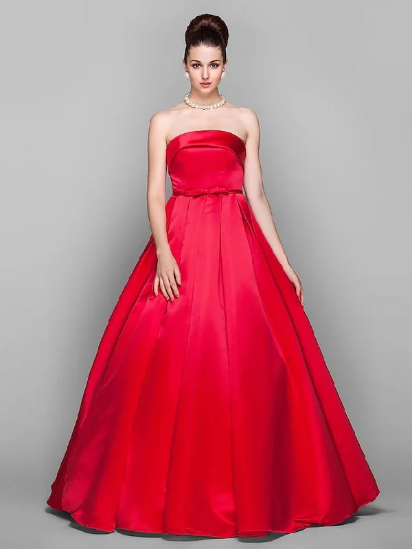 Elegant Dress Quinceanera Floor Length Sleeveless Strapless Satin with Bow(s)