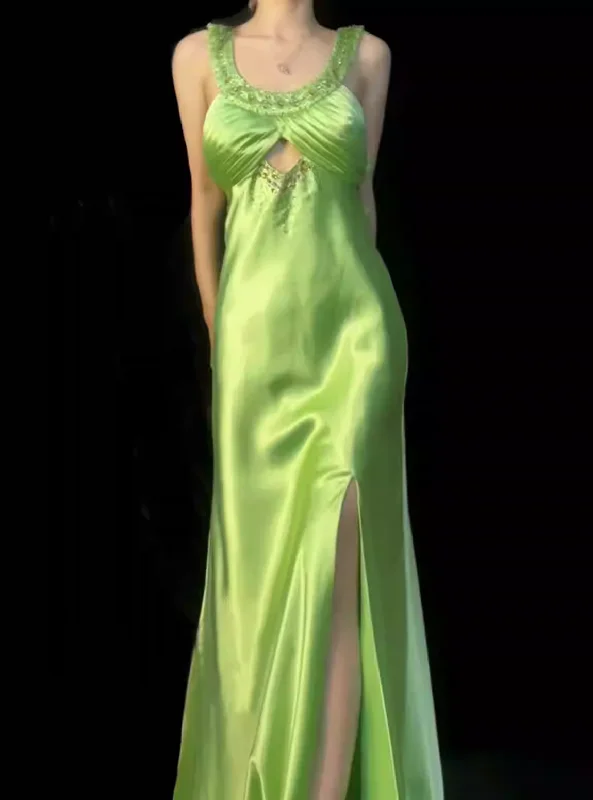 Elegant Green Vintage Beading Long Prom Dress Formal Party Dress,DP1838