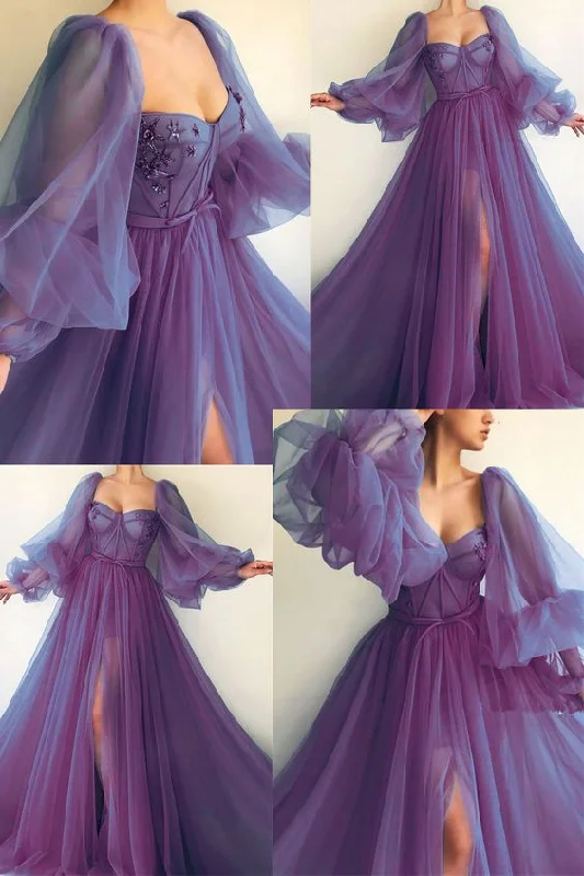 Puff Sleeve Prom Dresses formal prom dress ,DS4490