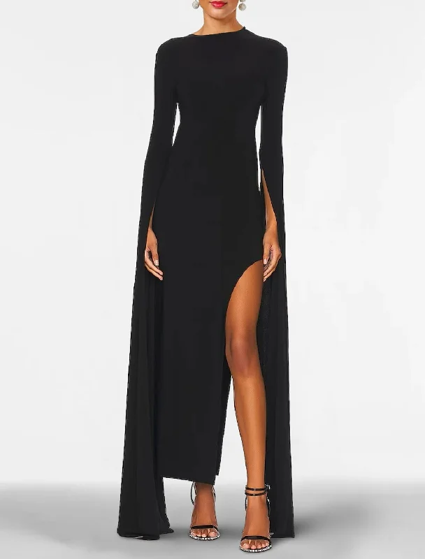 Sheath Black Dress Plus Size Evening Gown Open Back Dress Formal Wedding Guest Floor Length Long Sleeve Jewel Neck Capes Stretch Chiffon with Shawl