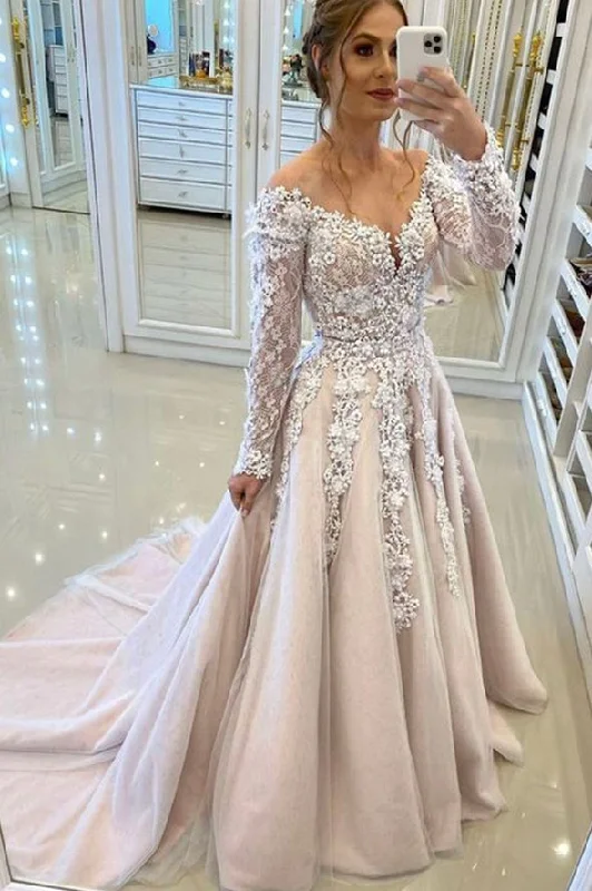 Stylish v neck lace long prom dress evening dress,DS3856