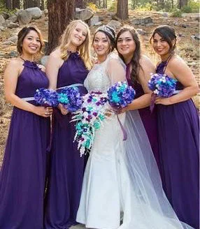 Halter Long Bridesmaid Dresses under 100 LO008