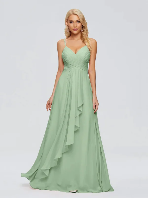 Isla Cute Spaghetti Straps Chiffon Bridesmaid Dresses