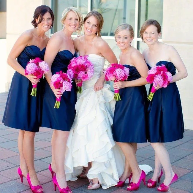 Navy Blue Short Bridesmaid Dresses under 100