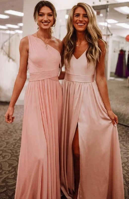 One Shoulder /V Neck Bridesmaid Dresses for Wedding Party