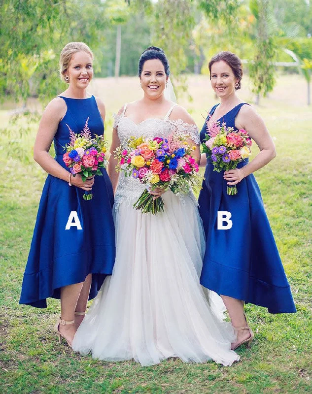 Royal Blue Hi Low Bridesmaid Dresses for Wedding Party