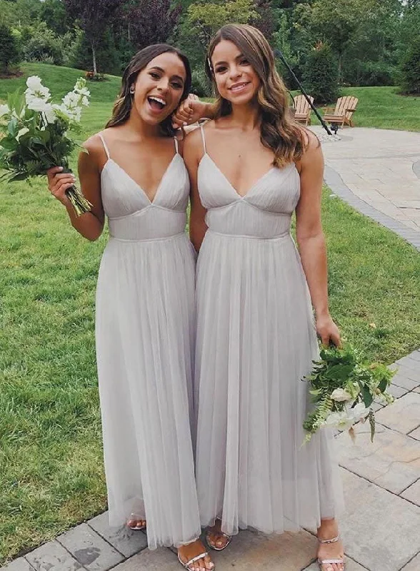 Spaghetti Straps Long Bridesmaid Dresses for Wedding Party