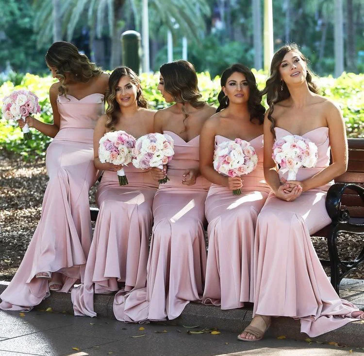 Sweetheart Long Pink Bridesmaid Dresses under 100