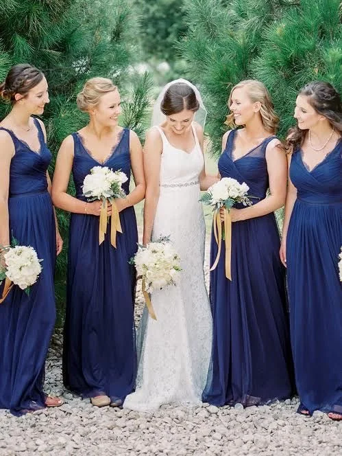 V Neck Long Bridesmaid Dresses FG8