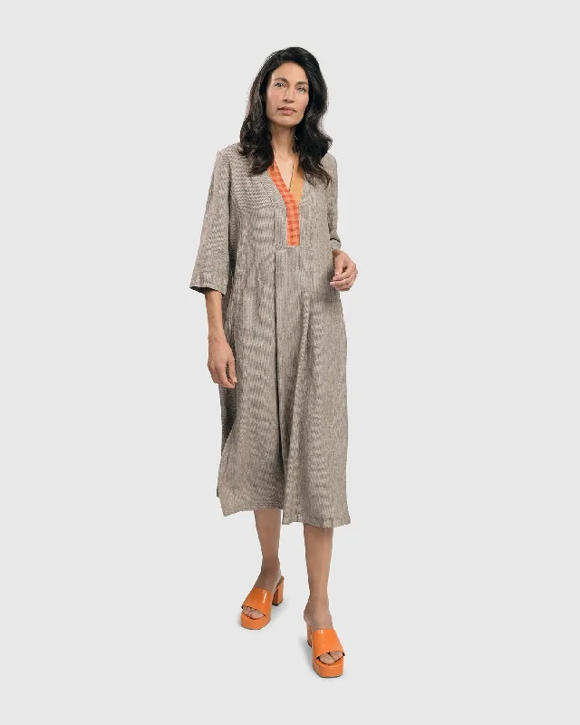 Cool Breeze Linen Maxi Dress, Ecru