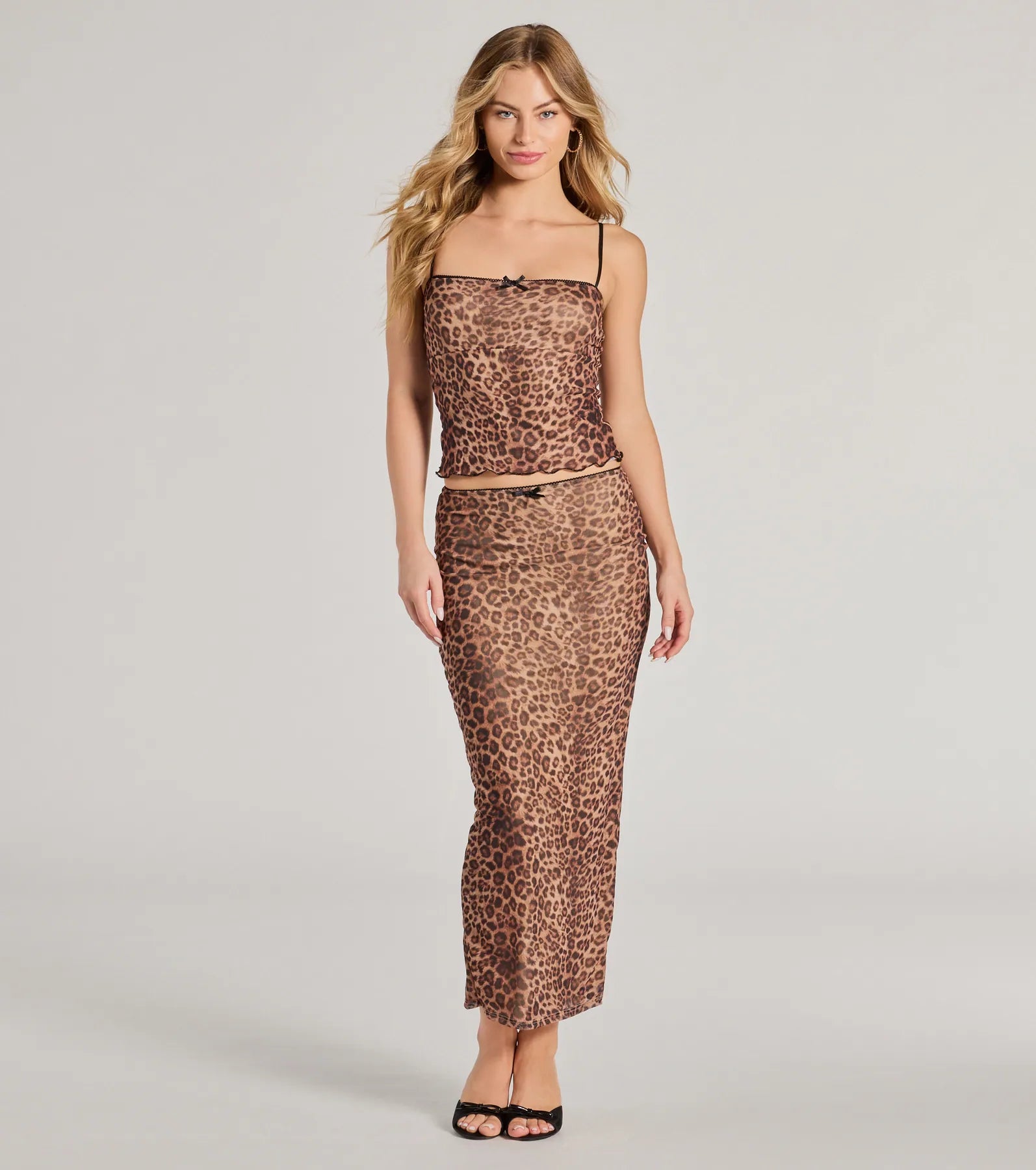 Forever Fierce Leopard Print and Bow Maxi Skirt