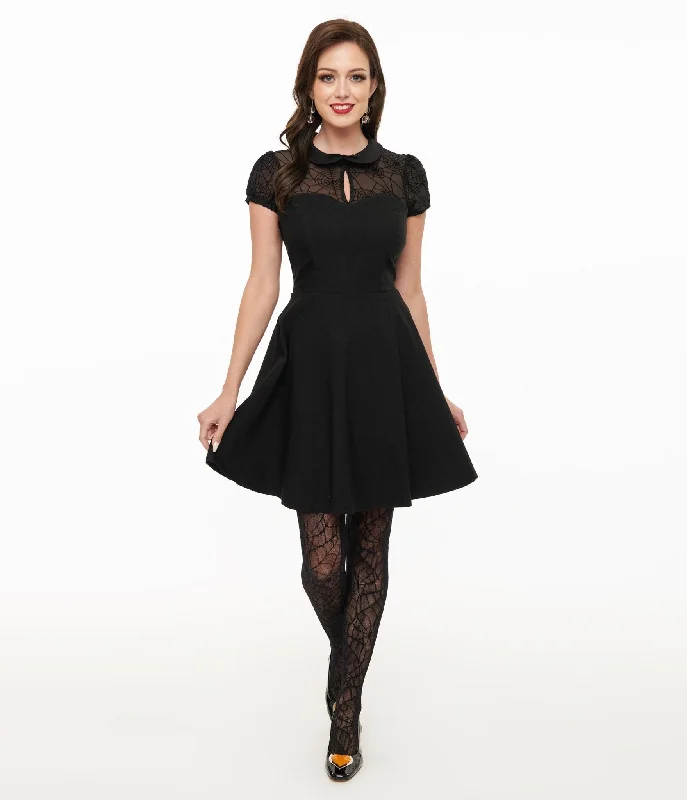 Hell Bunny 1950s Black Spiderweb Viola Mini Dress