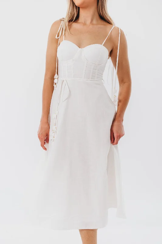 Norma Jean Bustier-Style Midi Dress in White