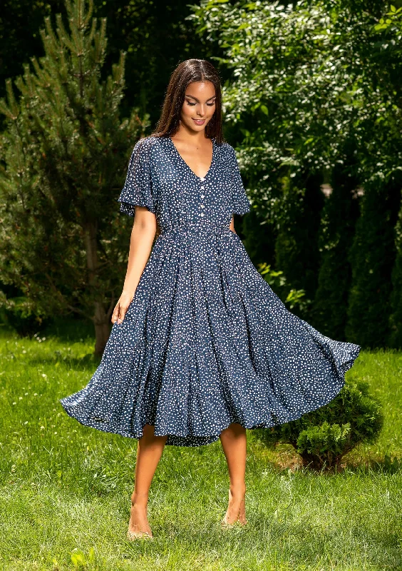 Polka Blue Midi Dress