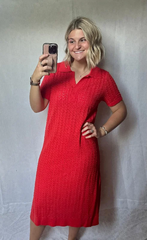 Red Knit Midi