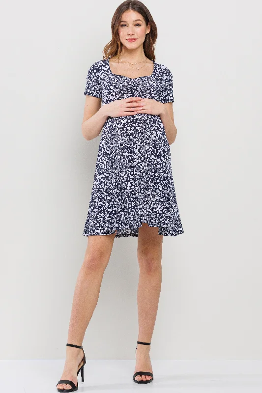 Short Sleeve Sweetheart Neckline Mini Maternity Dress