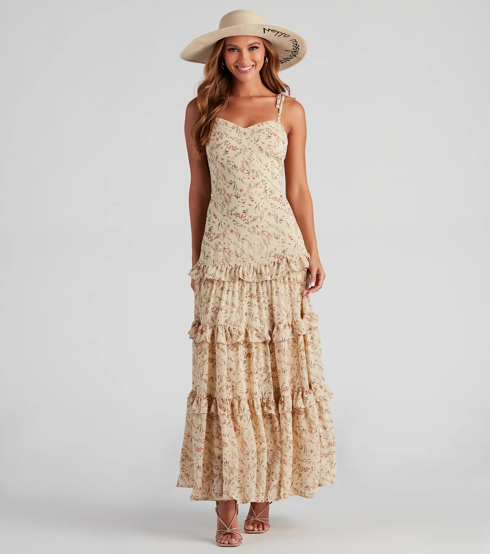 Swept Away Floral Ruffled Maxi Dress