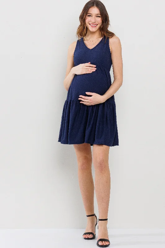 Textured Polka Dot Maternity Mini Dress