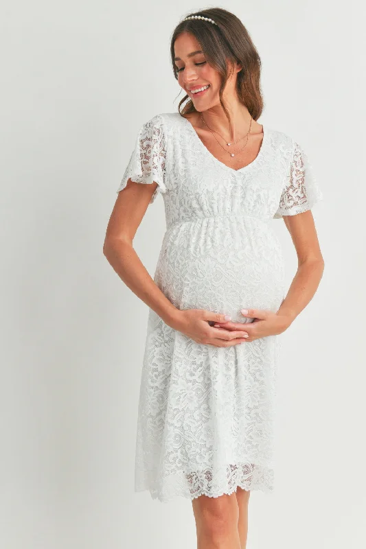 V-Neck Lace Maternity Mini Dress