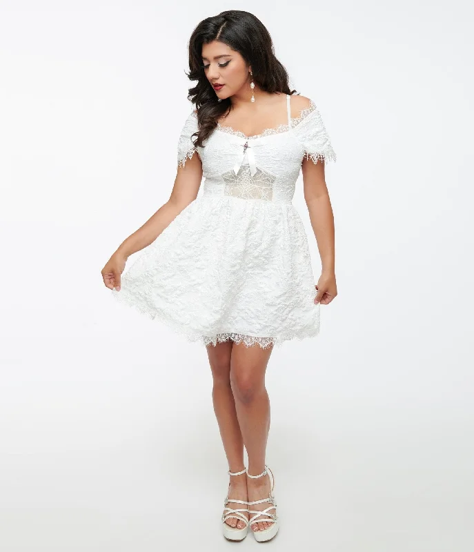 White Goth Lace Mini Dress