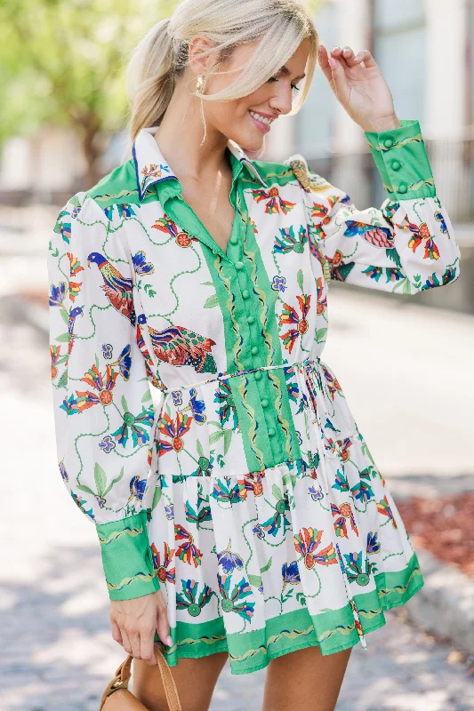 More Than Enough Green Floral Dress