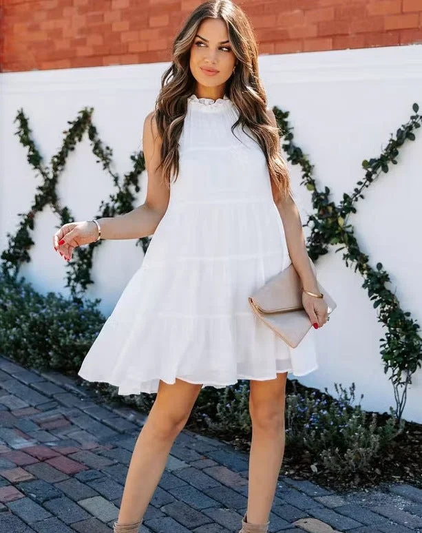 Southern Nights Tiered Halter Dress - Off White - FINAL SALE