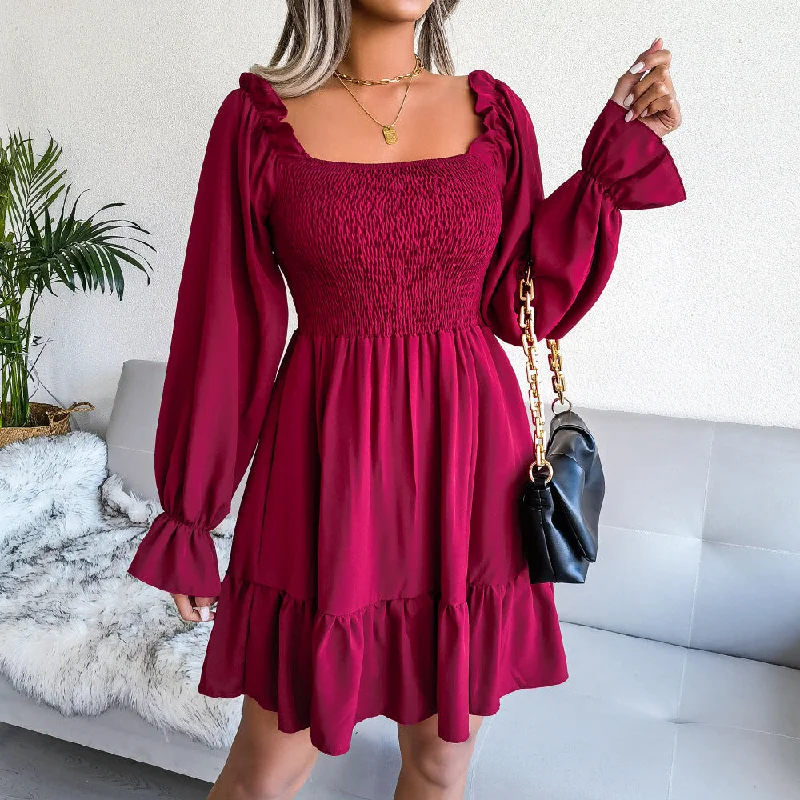 Starts With Love Smocked Dress - Wine - FINAL SALE