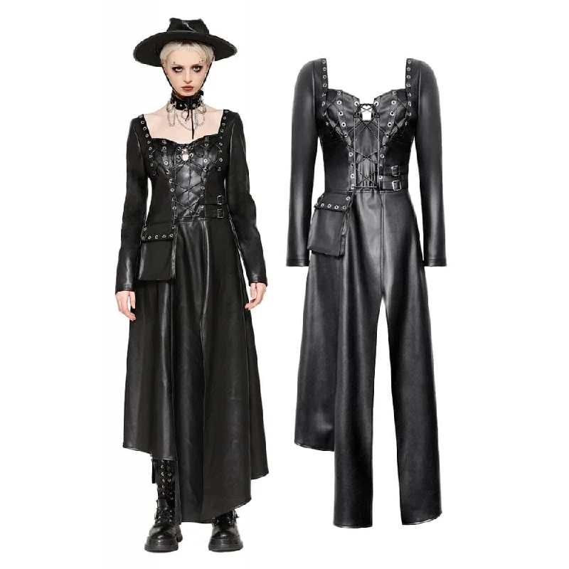 Women's Punk Eyelets Side Slit Irregular Hem Dress