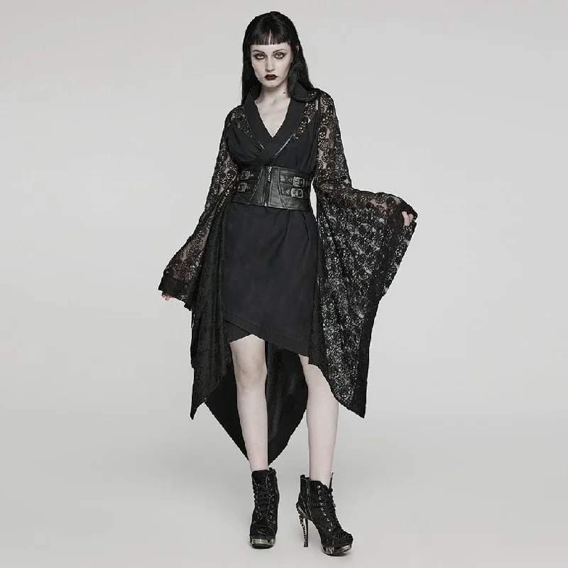 Women's Punk Lace Buckle Irregular Long Sleeved Dress