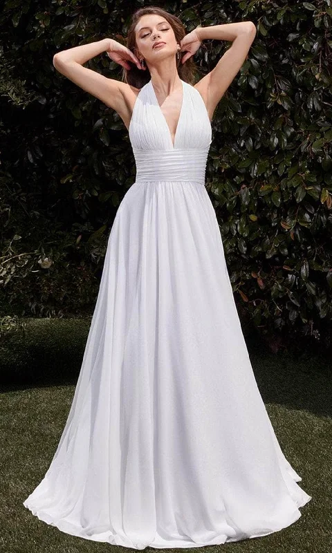 Cinderella Divine Bridal CD372W - Halter Ruched Bridal Gown