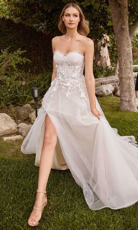 Cinderella Divine CD859W - Tulle A-line Strapless Wedding Gown