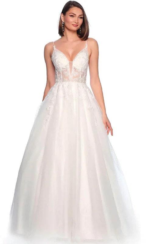 Dave & Johnny Bridal 11834 - V-Neck Embroidered Bridal Gown