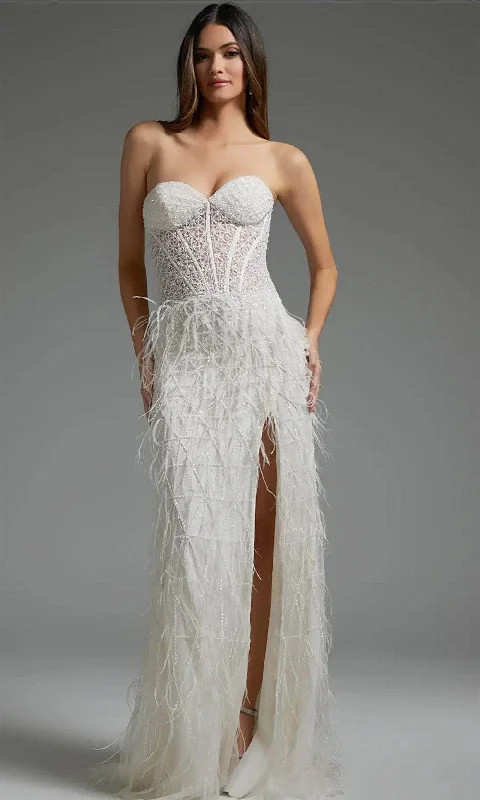 Jovani 36362 - Strapless Feather Bridal Gown