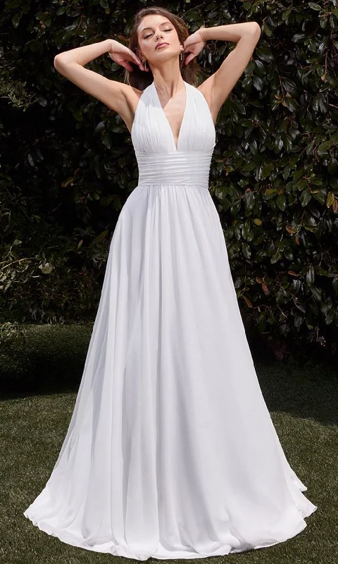 Ladivine Bridal CD372W - Ruched Halter Bridal Dress