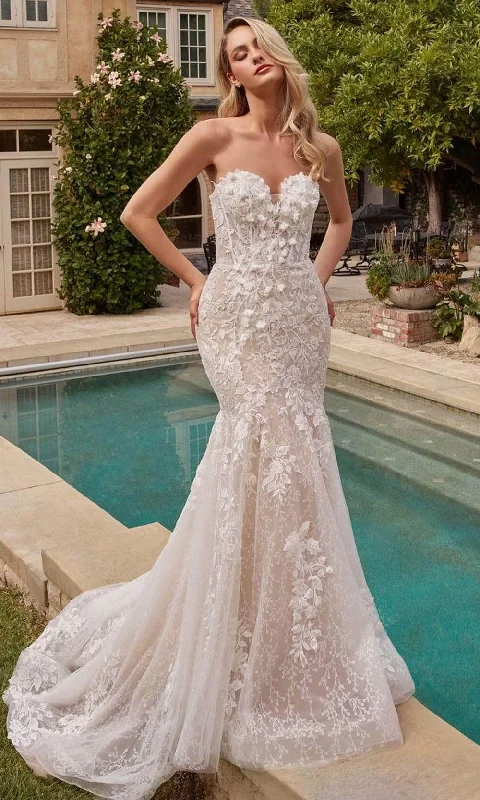 Ladivine CDS431W - Floral Applique Embellished Mermaid Bridal Gown