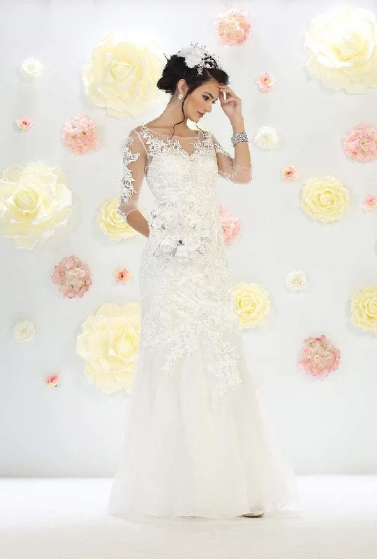 May Queen Bridal - Dazzling Embroidered Illusion Sweetheart Neck Mermaid Gown RQ7485