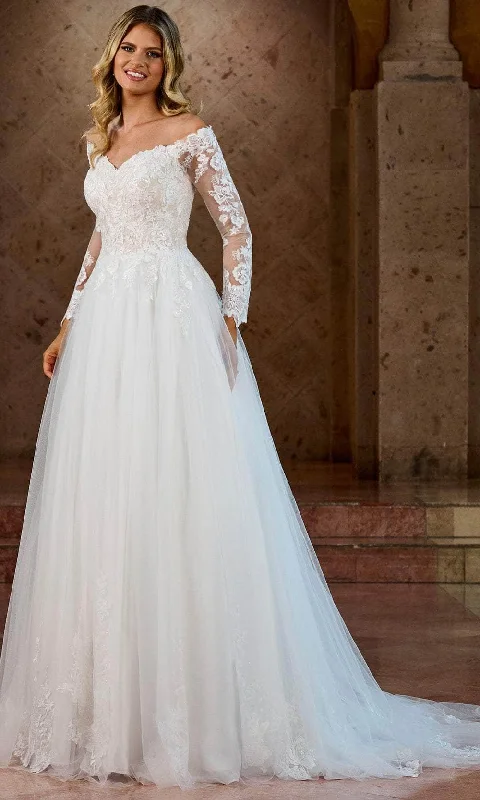 Rachel Allan Bridal RB2186 - Long Sleeve Embroidered Bridal Gown