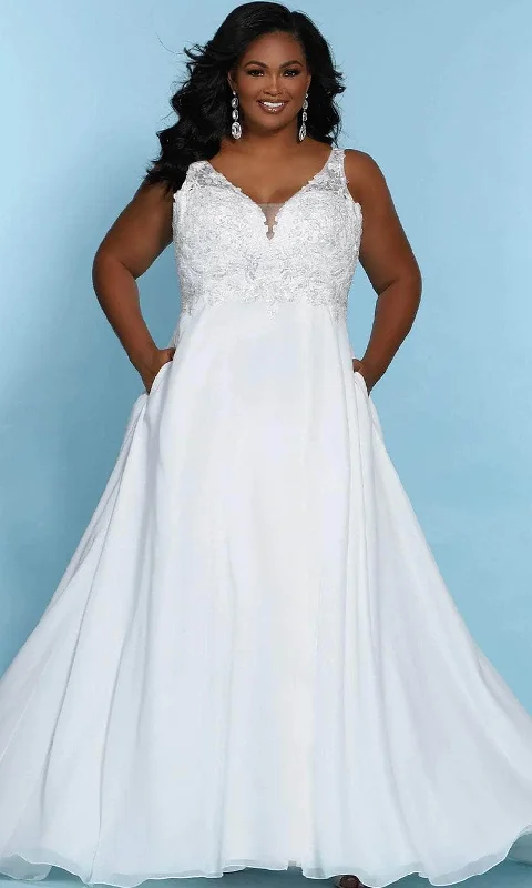 Sydney's Closet Bridal - SC5246 Floral Embroidered A-Line Bridal Dress