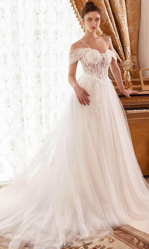 Cinderella Divine WN307 - Off-Shoulder Bridal Dress with Embellishments