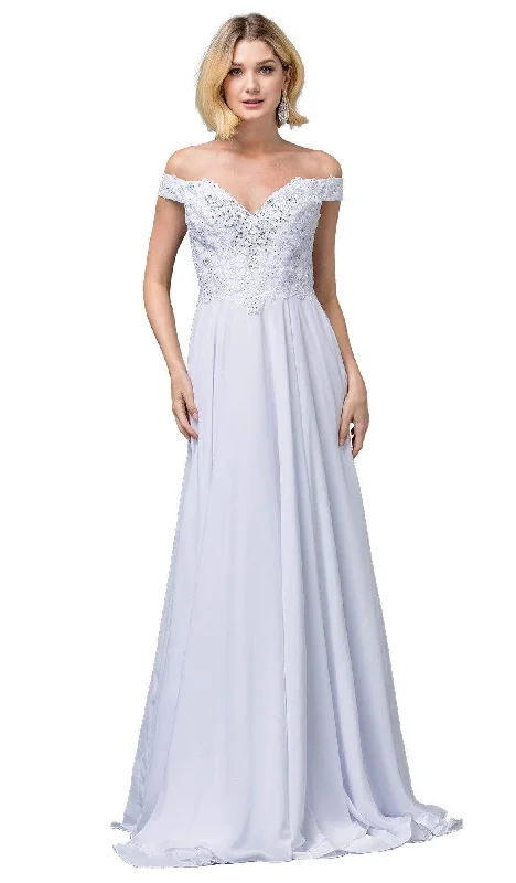 Dancing Queen Bridal - 137 Embellished Off-Shoulder A-line Gown