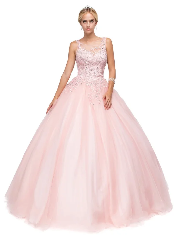 Dancing Queen Bridal - 1142 Sheer and Sparkling Sleeveless Ball Gown