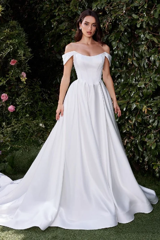 Ladivine Bridal CDS513W - Off-Shoulder Basque Ballgown