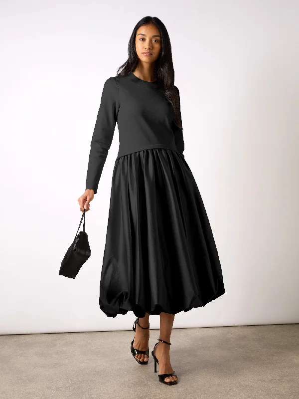 Black Puff Hem Dress