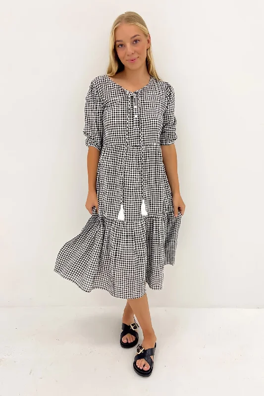 Eydie Midi Dress Black Gingham