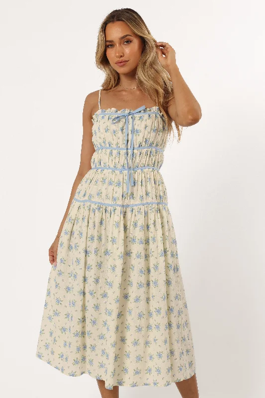 Felicity Midi Dress - Ivory Blue