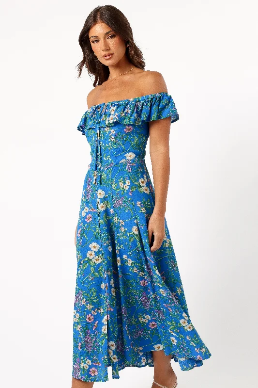 Lauryn Off The Shoulder Midi Dress - Blue Ivy