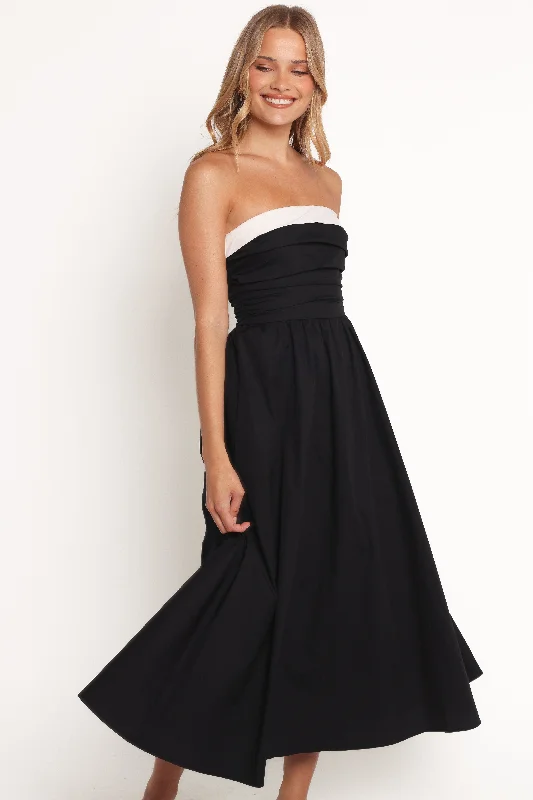 Marais Strapless Midi Dress - Black