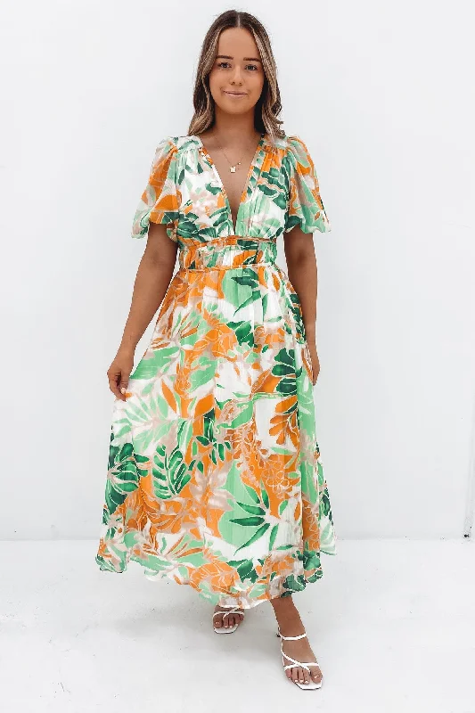 Marcus Midi Dress Green Miami Floral